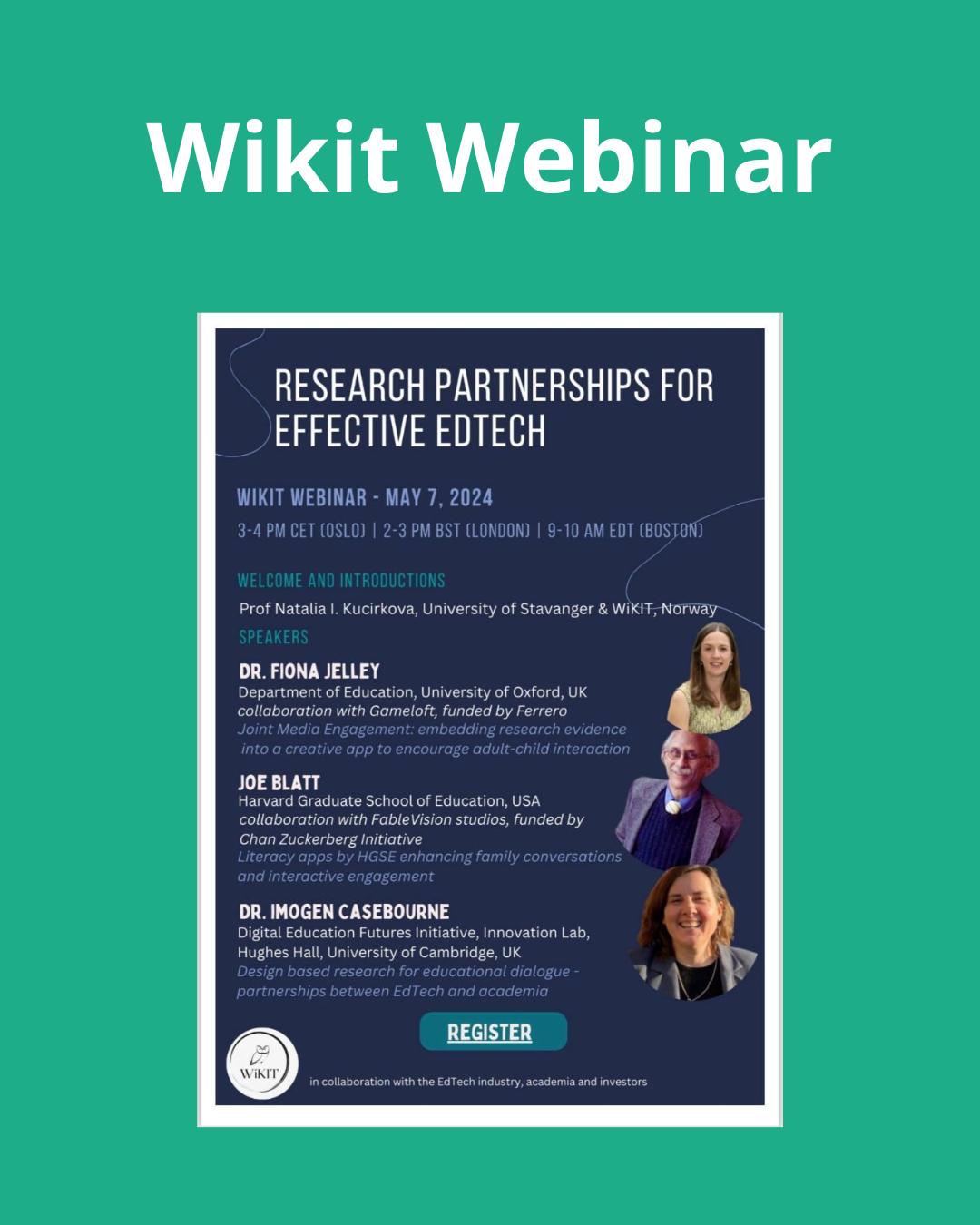 fiona presents at wikit webinar on edtech research